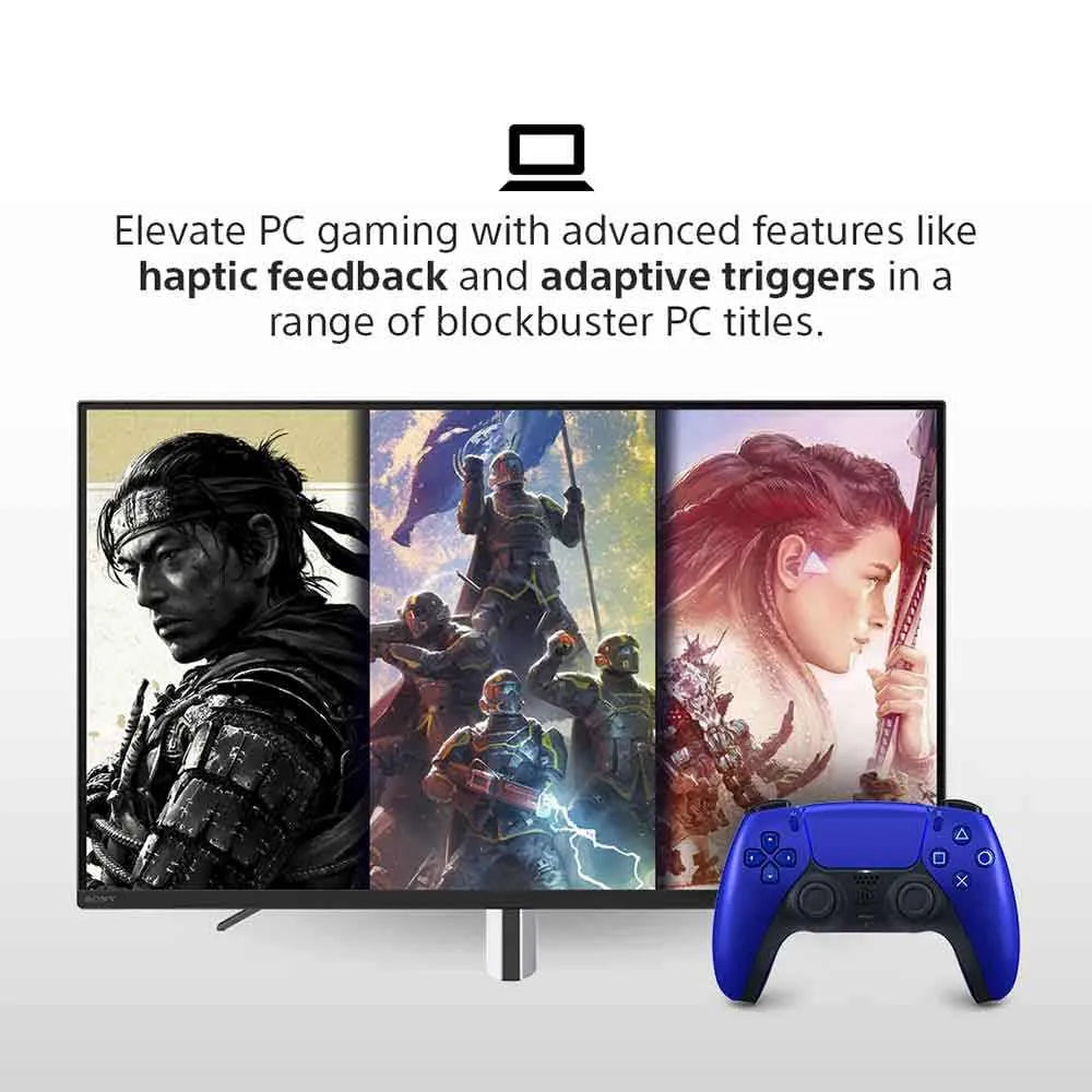PlayStation DualSense Wireless Controller, Haptic Feedback, Adaptive Triggers & Multi-Device Support - Cobalt Blue