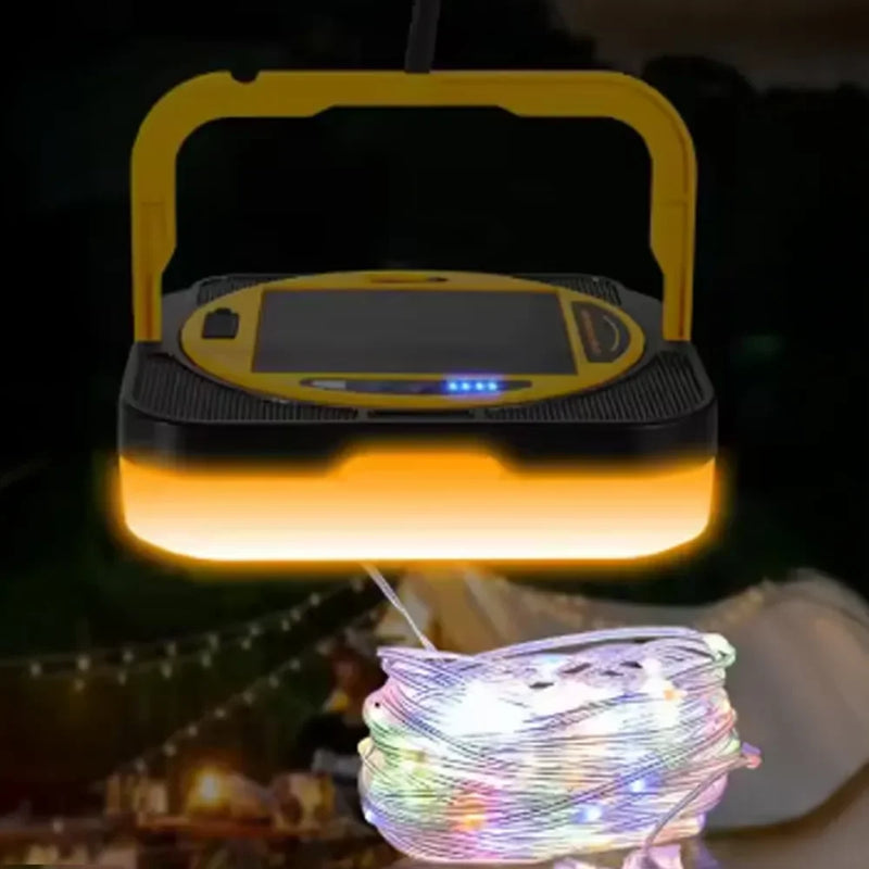 Multicolour Camping Light String with 3 Color Temperaturess Type-C & Solar Rechargeable