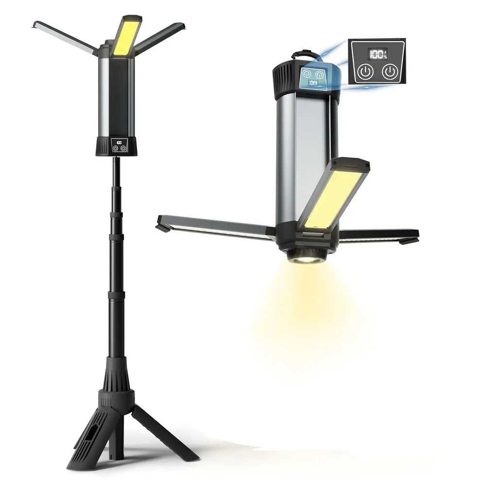 Super Bright Work Light with Stand P50 3-LED Head Type-C Rechargeable