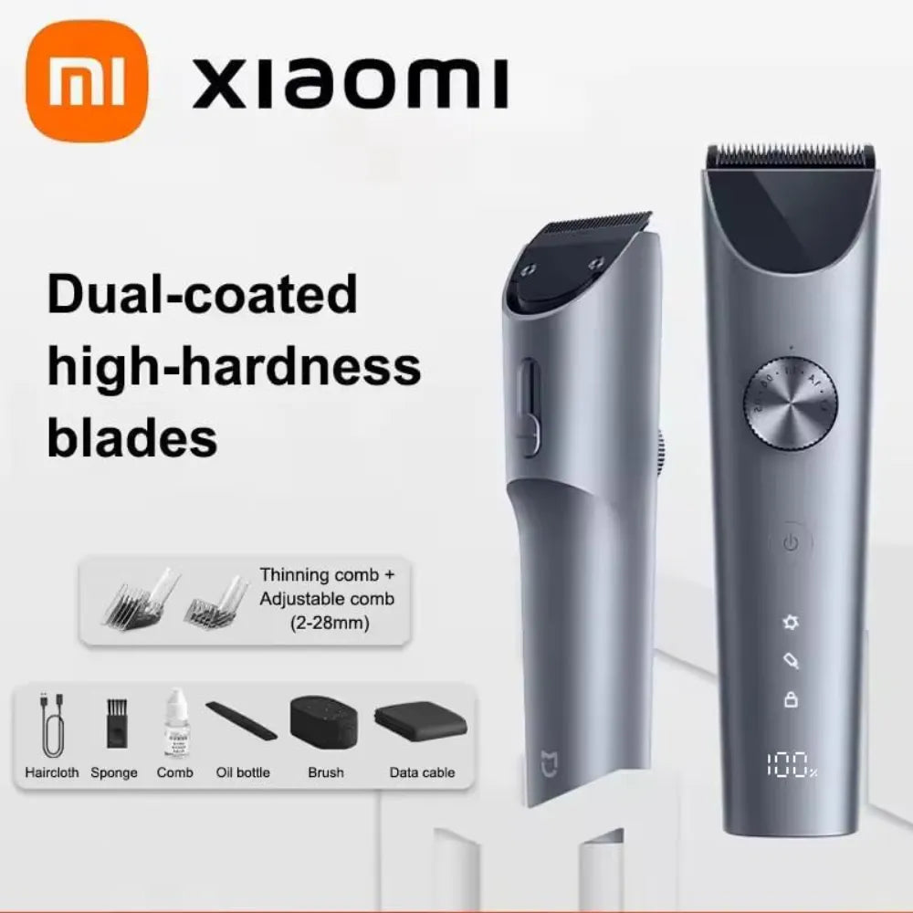 Xiaomi Hair Clipper 2 Cordless/Plug-in 19 Length Settings Dual-Coated Blade Smart Anti-Clogging IPX7 Waterproof