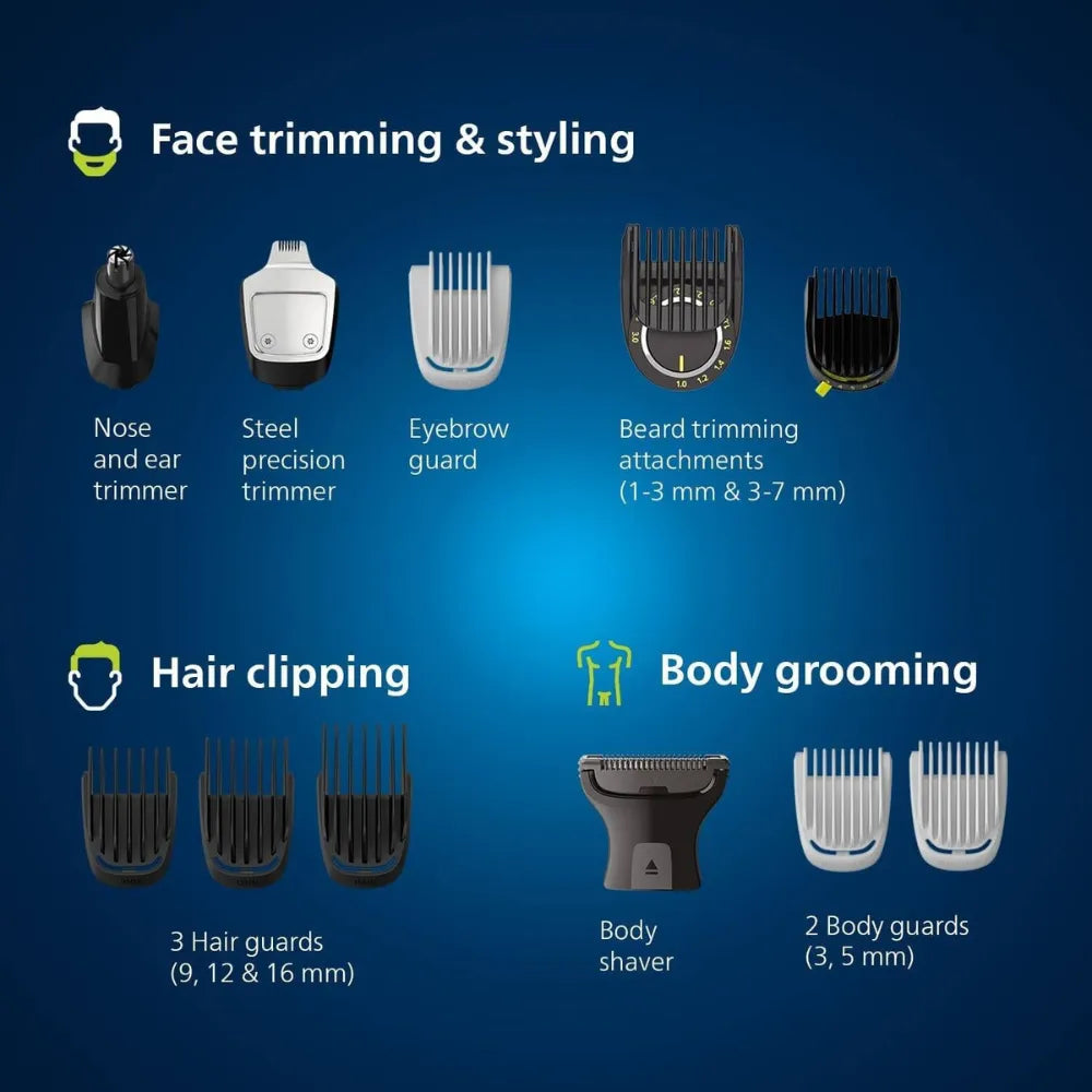 Philips MG7940/15 Series 7000 All-in-One Trimmer 13-in-1 Face, Hair & Body Grooming Kit with Precision Comb