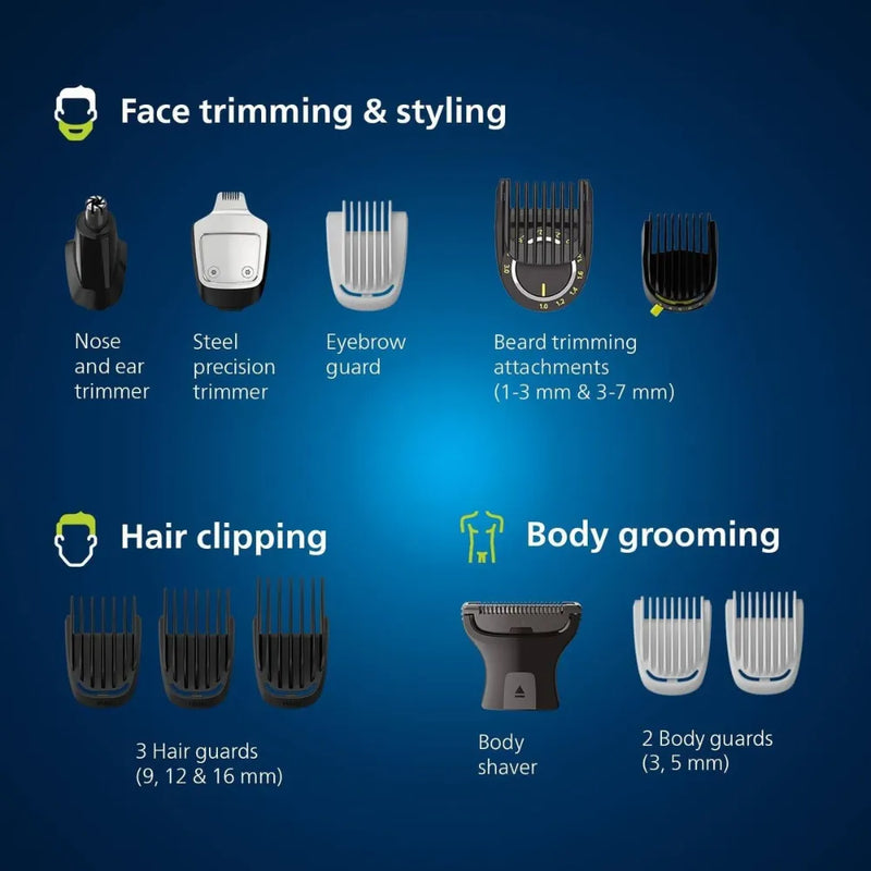 Philips MG7940/15 Series 7000 All-in-One Trimmer 13-in-1 Face, Hair & Body Grooming Kit with Precision Comb