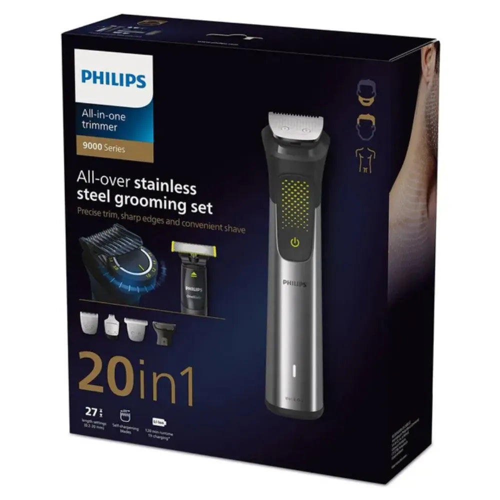 Philips MG9553/15 Series 9000 20-in-1 Stainless Steel All-in-One Grooming Set for Face, Hair & Body