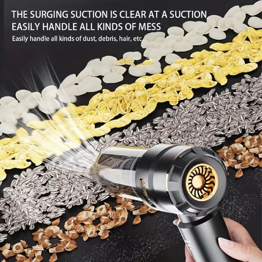 Brushless Motor Rechargeable Car Vacuum Cleaner Handheld Multifunction Suction & Blower with Accessories – Black