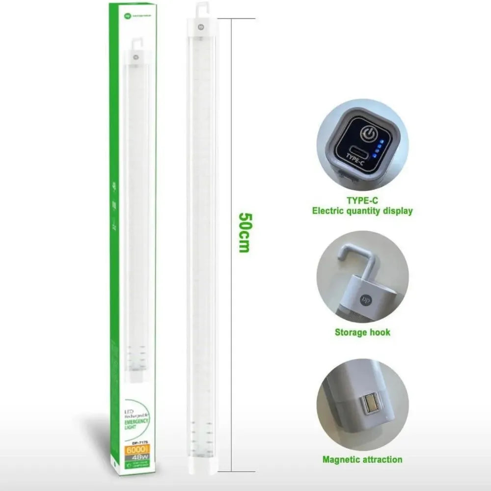 48W LED Rechargeable Emergency Light 6000mAh Battery 2 Lighting Modes Energy-Saving Portable Lamp