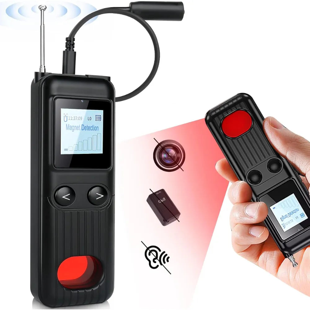 7-in-1 Hidden Camera Detector with Screen RF/GPS/IR Anti-Spy Device 500mAh Rechargeable Battery Portable Privacy Protector