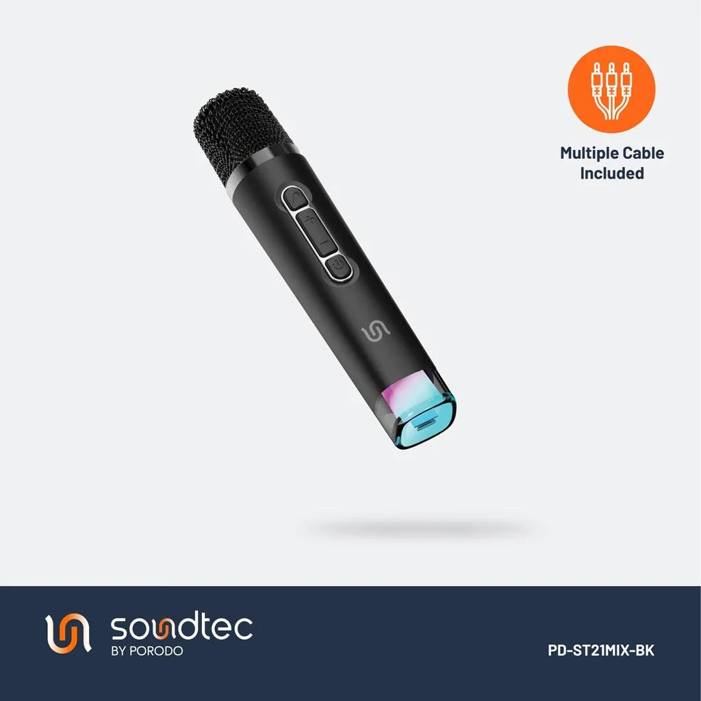 Porodo Soundtec Audiolink Multi-Platform Audio Mixer and Speaker 3600mAh Battery Capacity Type-C Rechargeable