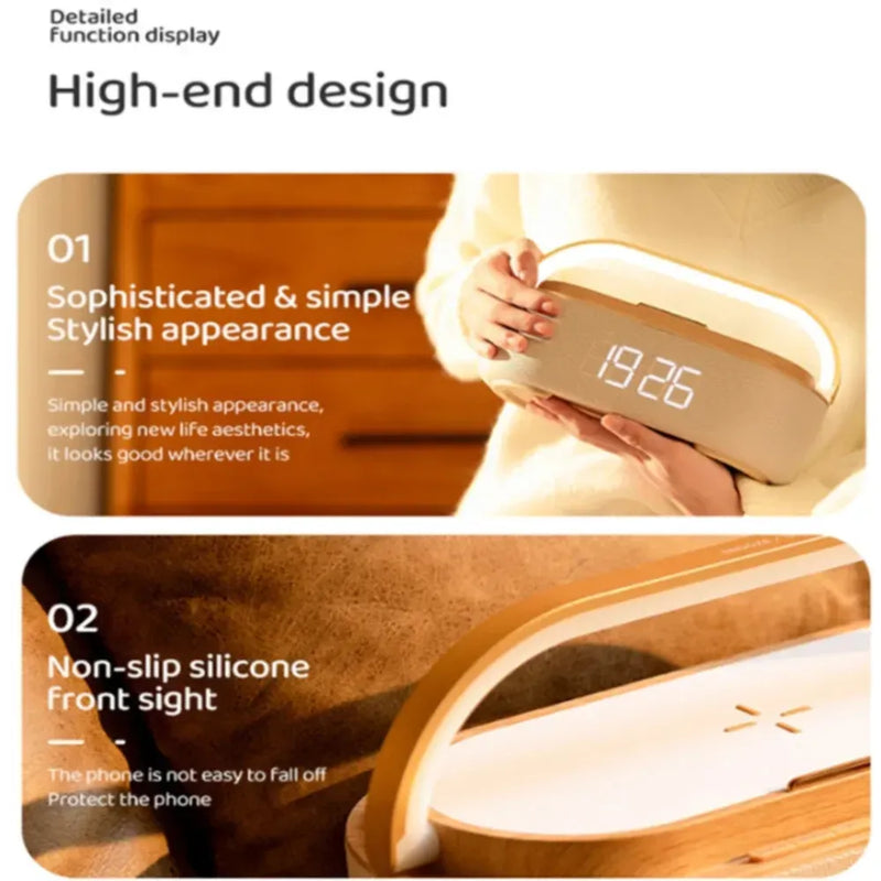 Portable Wireless Charger Speaker With LED Lamp 15W 2500mAh Battery