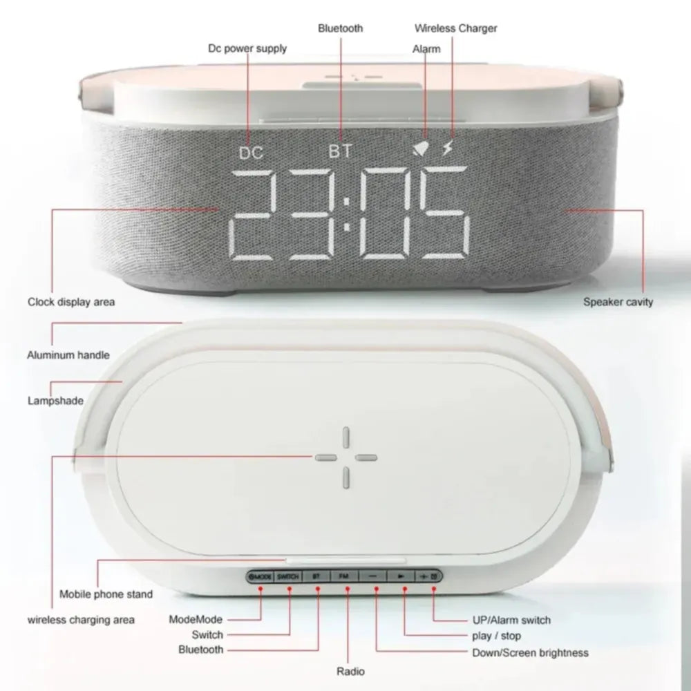 Portable Wireless Charger Speaker With LED Lamp 15W 2500mAh Battery