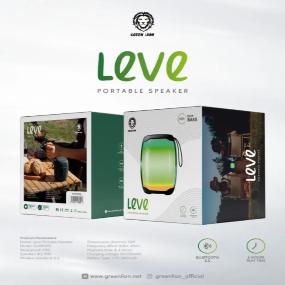 Green Lion Leve Deep Bass Portable Speaker 10W 1800mAh