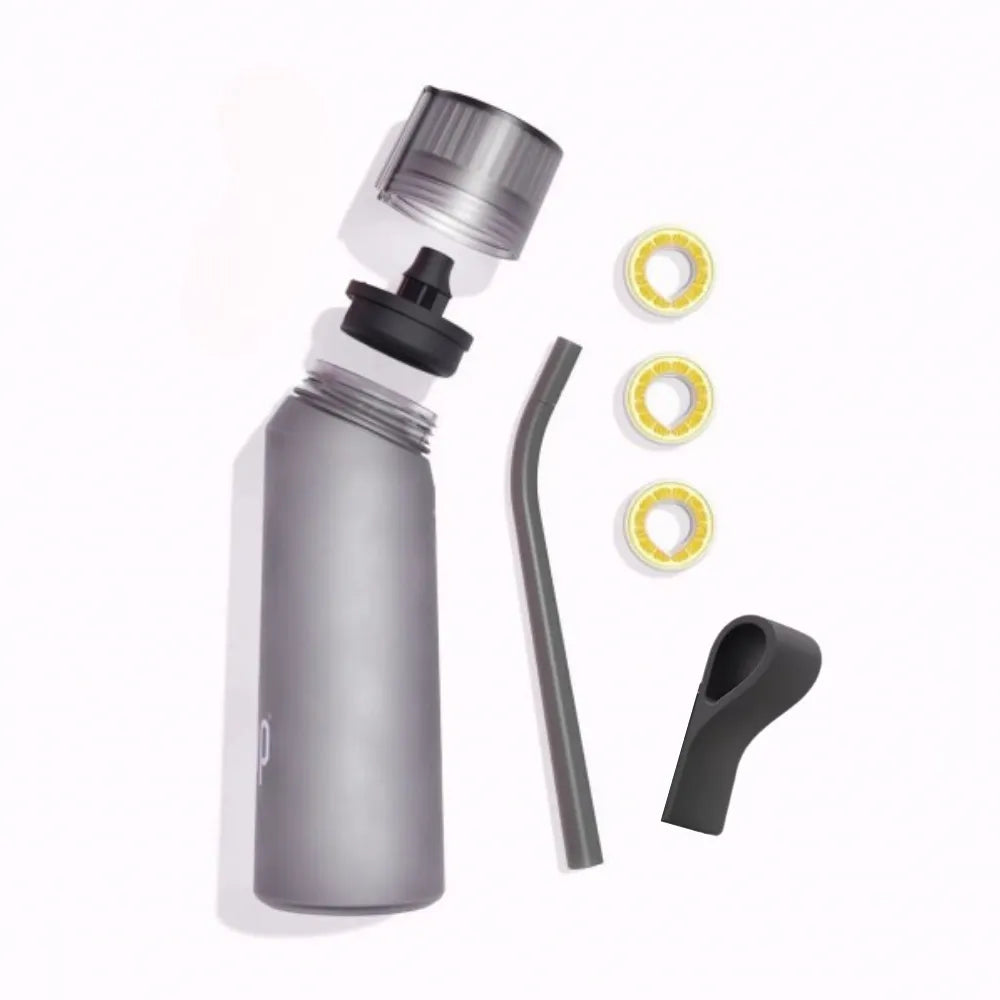 Magical Water Bottle with Taste Pods, Flavoured Hydration by Scent Technology, 650ml - Black