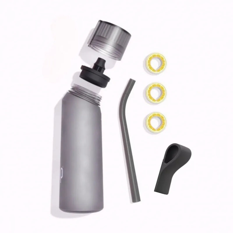 Magical Water Bottle with Taste Pods, Flavoured Hydration by Scent Technology, 650ml - Black