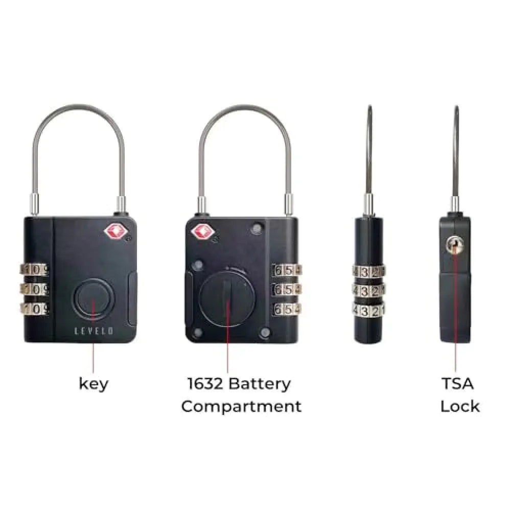Levelo TabiLock TSA Approved Luggage Lock 120-Day Battery Life – Black