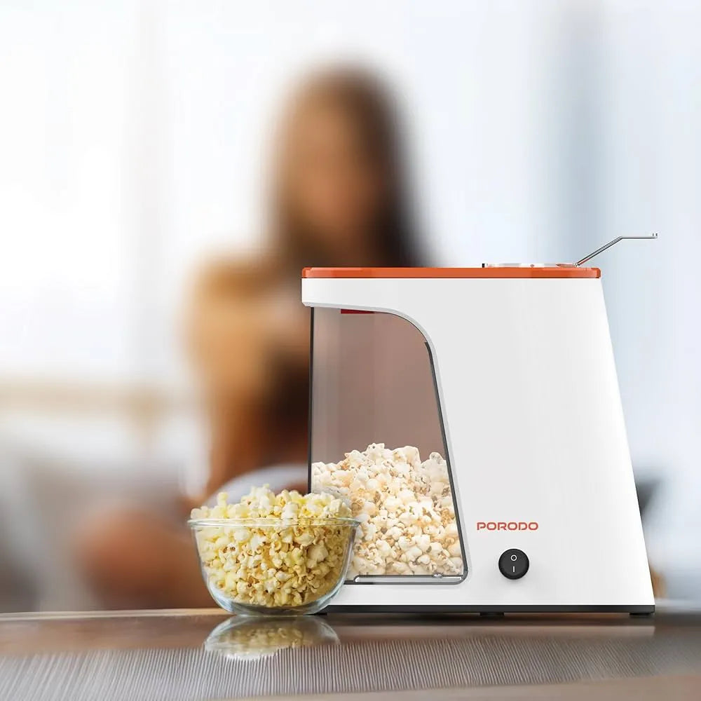 Porodo Lifestyle Popcorn Maker 1200W Oil-Free 60g Capacity Detachable Tank Fast 2-4 Min Popcorn Machine