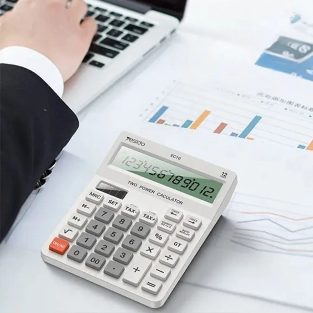 Yesido EC10 Desk Calculator Dual Power LCD Display with Large Keys, Portable & Reliable