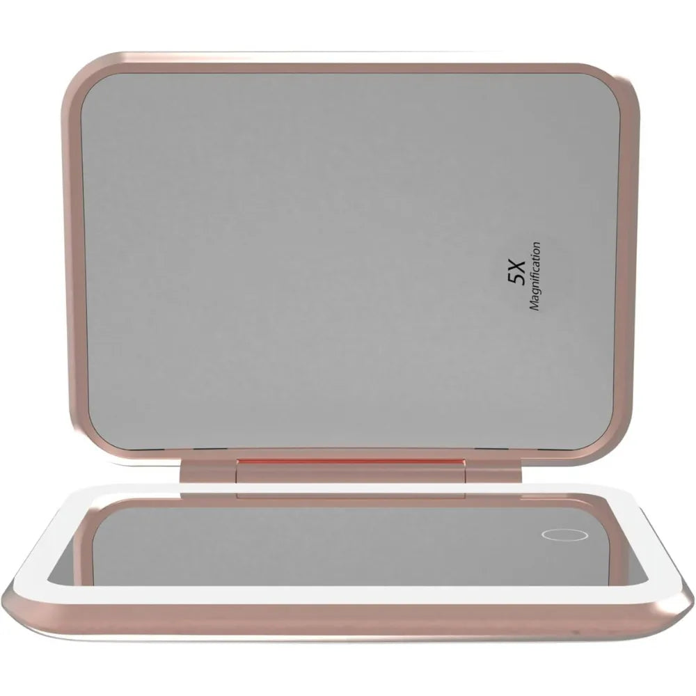 Porodo 5000mAh Power Bank Makeup Mirror with LED Light 1X/5X Magnification & USB-C Charging