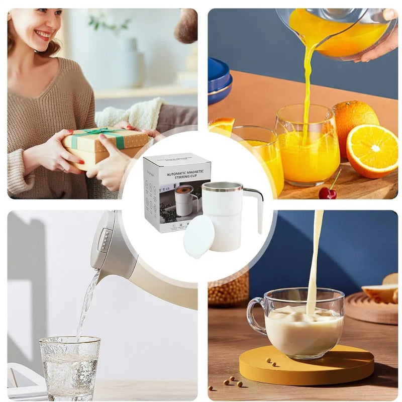 Auto Stir Rechargeable Magnetic Mixing Cup with LCD Display & USB-C Charging for Coffee, Tea, and Drinks