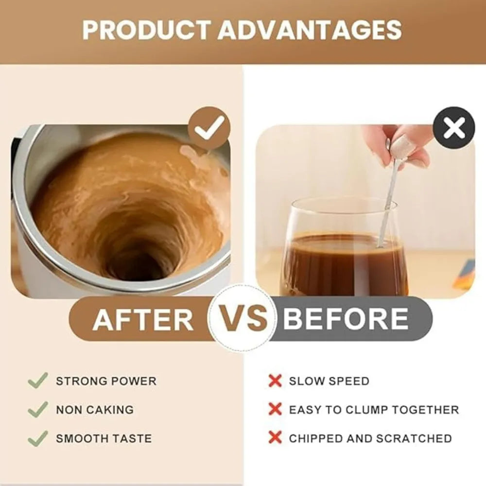 Auto Stir Rechargeable Magnetic Mixing Cup with LCD Display & USB-C Charging for Coffee, Tea, and Drinks