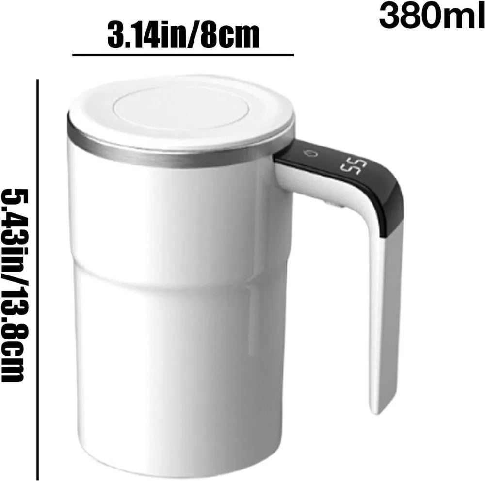 Auto Stir Rechargeable Magnetic Mixing Cup with LCD Display & USB-C Charging for Coffee, Tea, and Drinks