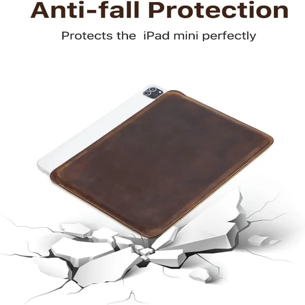 Contacts Family 11 Inch Slim Cow Genuine Leather Tablet Sleeve Case Cover - Coffee