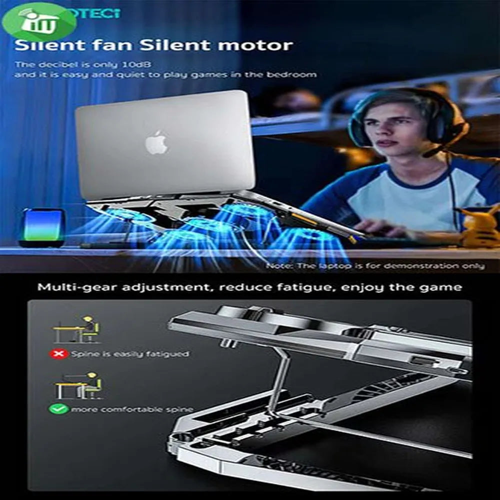 Coteetci Laptop Gaming Cooler Semiconductor Pad With RGB Lighting & Phone Holder