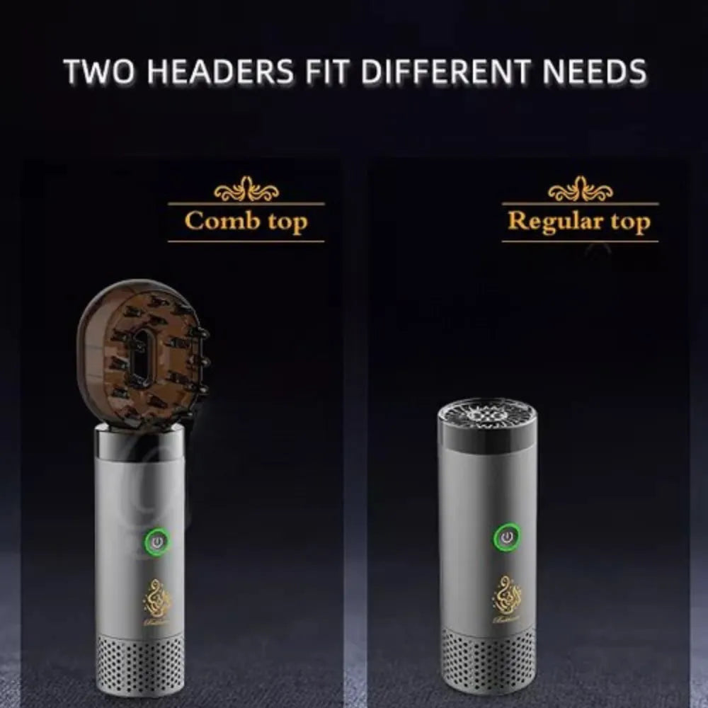 Rechargeable Bakhoor Incense Burner with Detachable Hair Comb, Portable, Elegant & Multi-Functional
