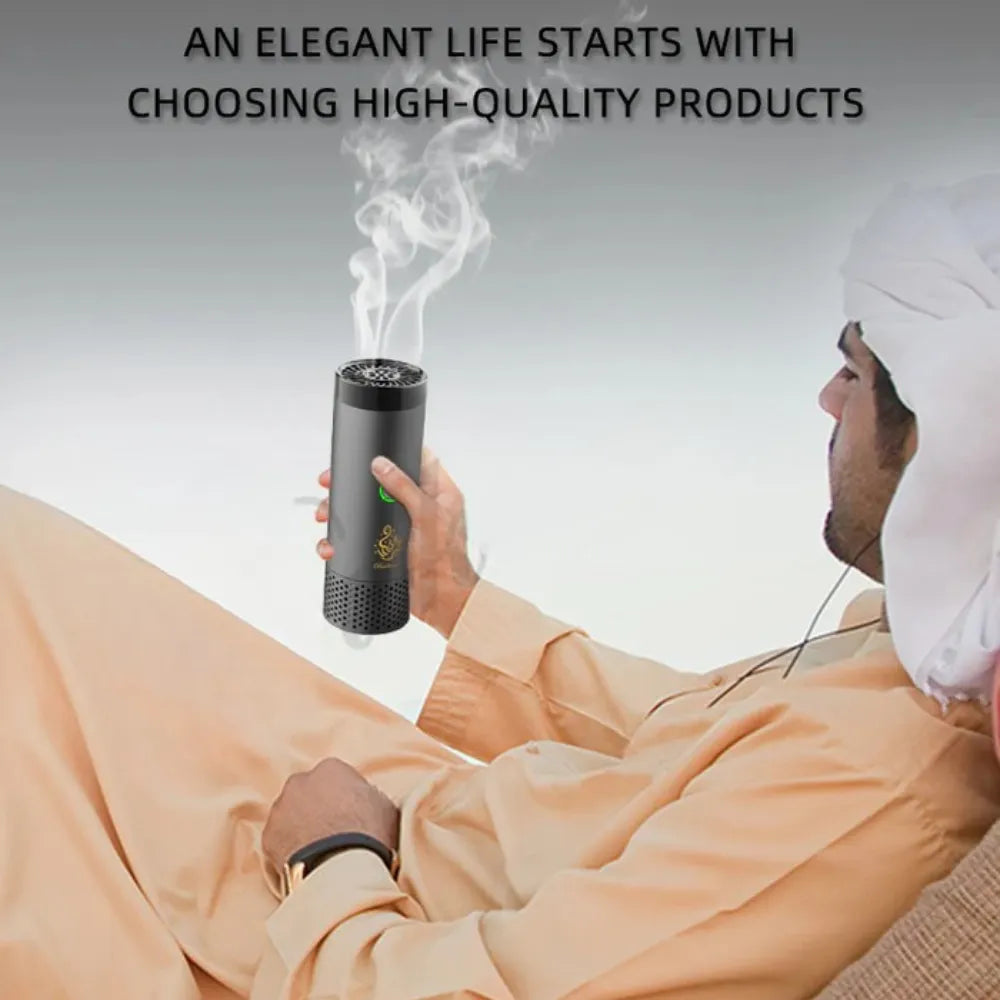 Rechargeable Bakhoor Incense Burner with Detachable Hair Comb, Portable, Elegant & Multi-Functional