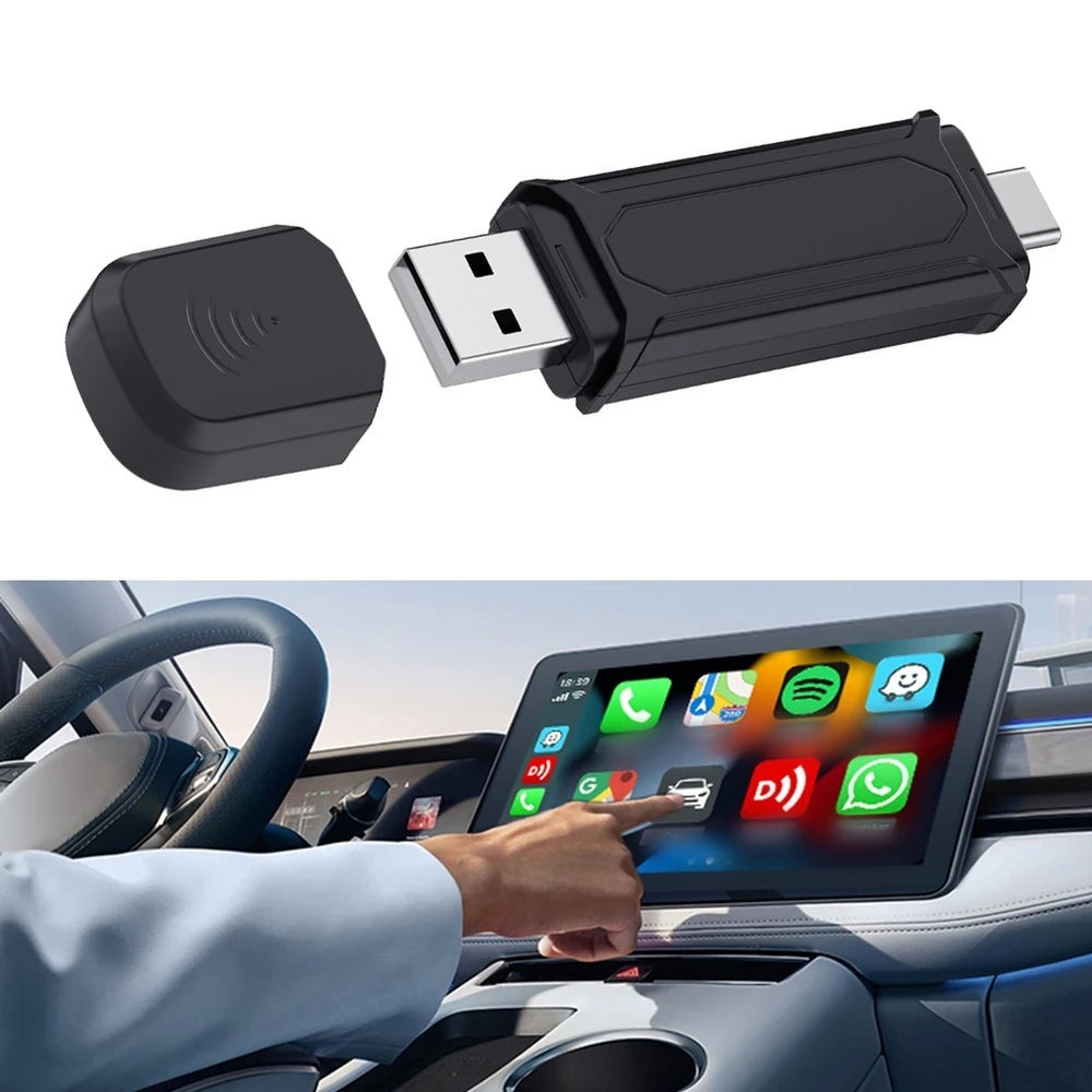 Mini Pro 2-in-1 Wireless CarPlay & Android Auto Adapter 2025 Upgrade, Dual USB-C/A, Fast Auto-Connect, No Lag, Easy Setup