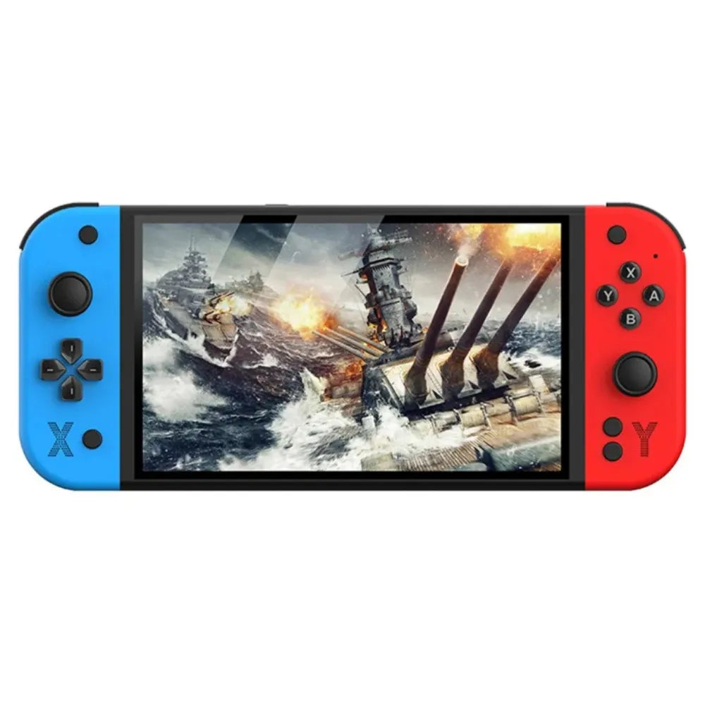 G90 7-Inch IPS HD Handheld Game Console, Multi-System Emulator, Quad-Core Processor, Dual Joysticks, TV Output - Red & Blue