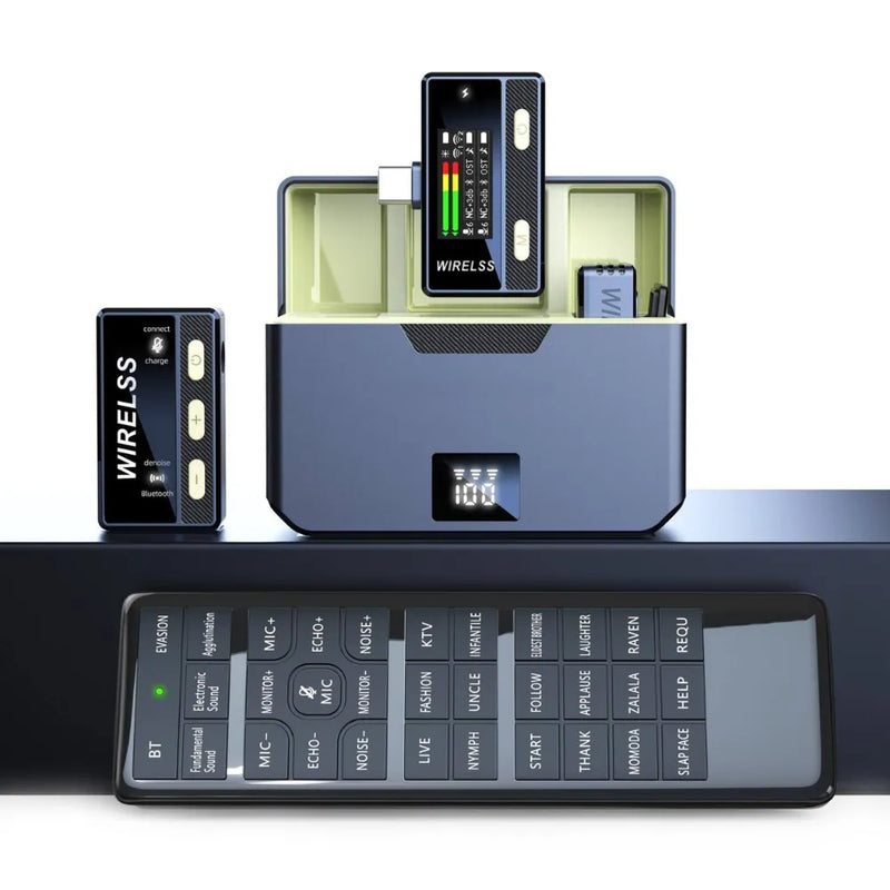 Sx66 Wireless Lavalier Microphone with Remote, Noise Cancelling, Mini Clip-On Design, Universal Compatibility