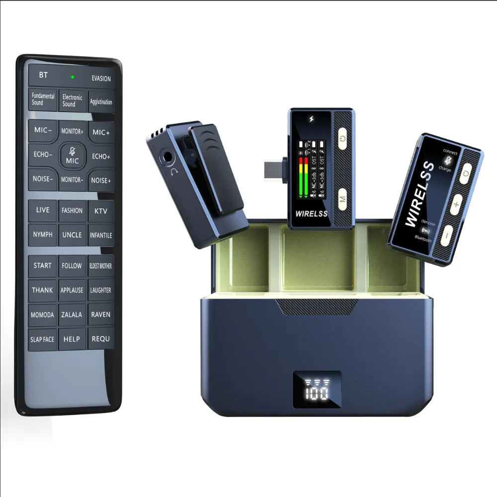 Sx66 Wireless Lavalier Microphone with Remote, Noise Cancelling, Mini Clip-On Design, Universal Compatibility