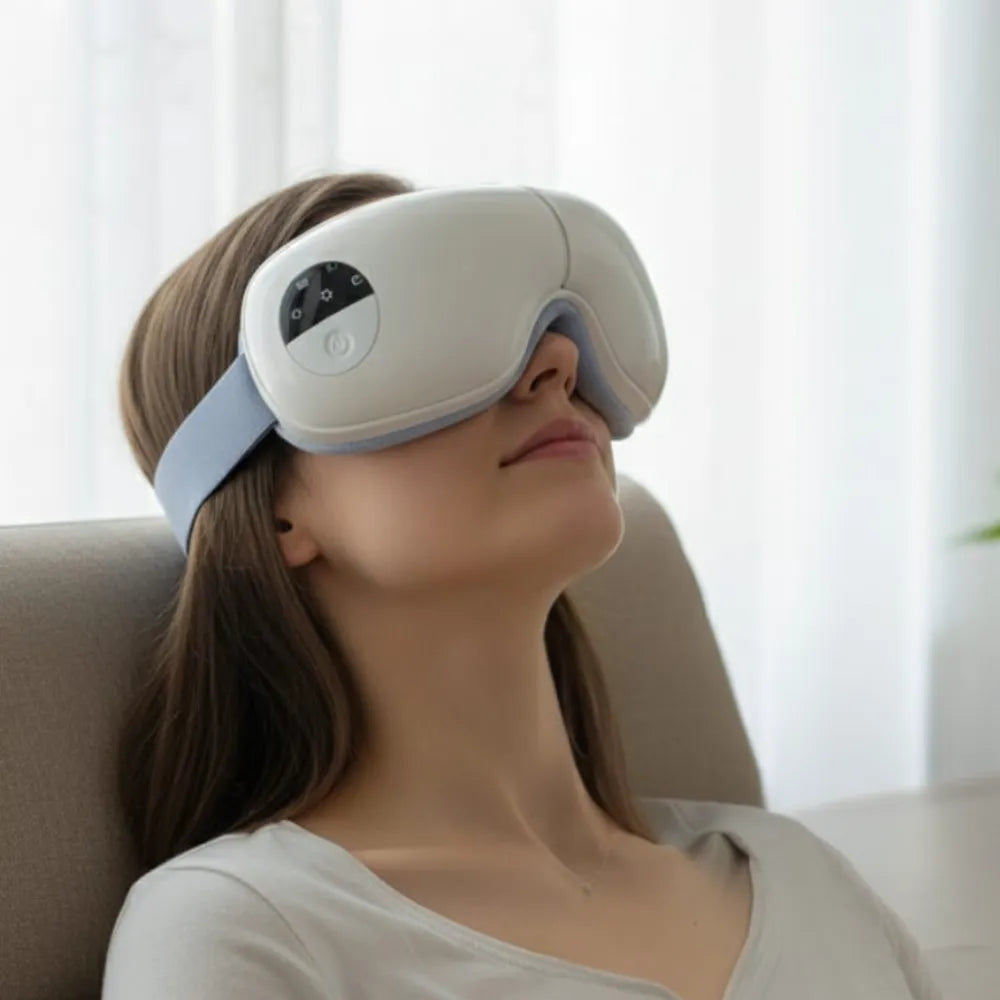Intelligent Eye Massager 3-Level Heating, Vibration & Air Pressure, Foldable Design, Rechargeable - White
