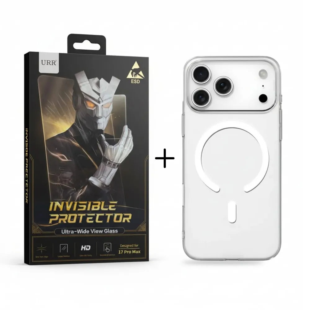 Mag Series Clear Case with MagSafe & URR HD Screen Protector for iPhone 17 Pro Max, Slim Shockproof Transparent Cover, 9H Tempered Glass