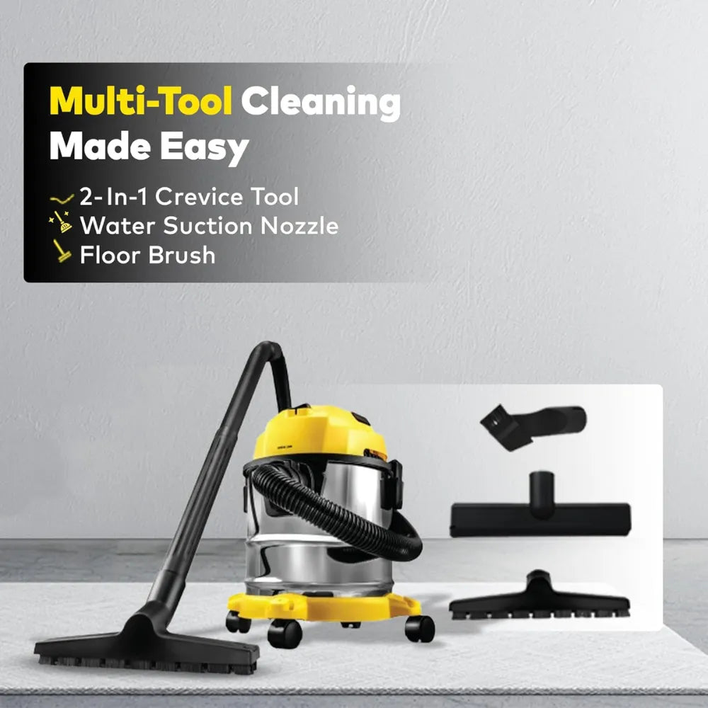Green Lion Ultra 3-in-1 Vacuum Cleaner 12L 1000W, 15kPa Suction Power, Wet & Dry Function, Blower Mode – Yellow