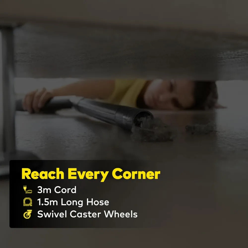 Green Lion Ultra 3-in-1 Vacuum Cleaner 12L 1000W, 15kPa Suction Power, Wet & Dry Function, Blower Mode – Yellow
