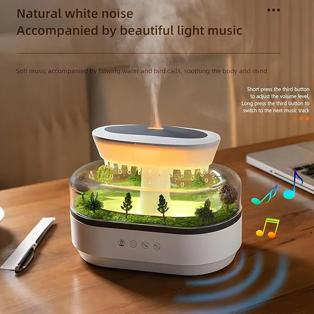 Micro Landscape Raindrop Aroma Diffuser 250ml With 7 Colors Night Light