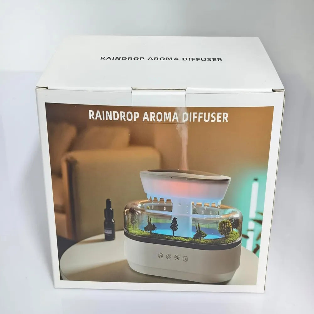 Micro Landscape Raindrop Aroma Diffuser 250ml With 7 Colors Night Light