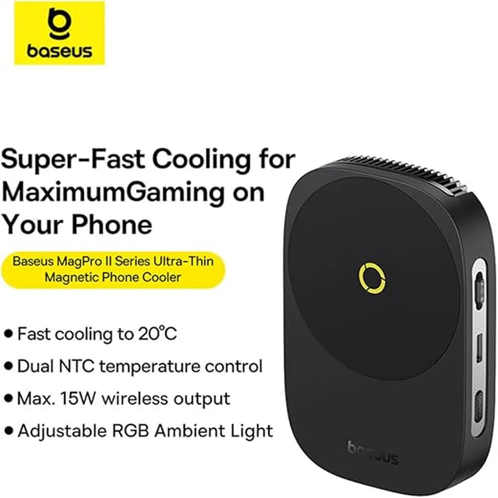 Baseus MagPro II Series Ultra-Thin Magnetic Phone Cooler with Wireless Charger Edition - Black
