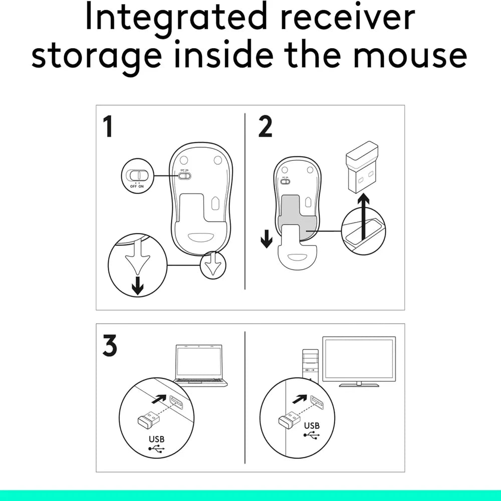 Logitech M186 Wireless Mouse 2.4GHz AA Battery Up To 12 Months– Swift Grey