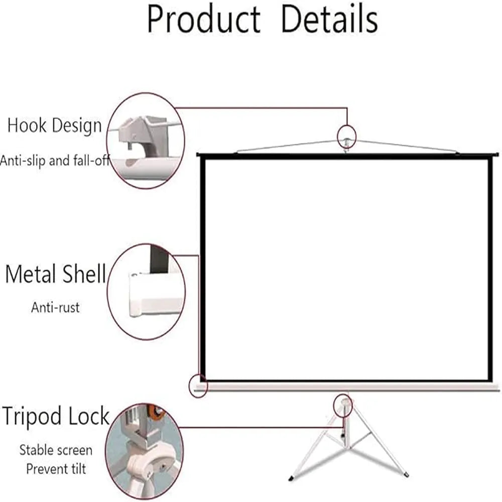 Portable Projector Screen with Stand 72 Inch 4K HD Quality