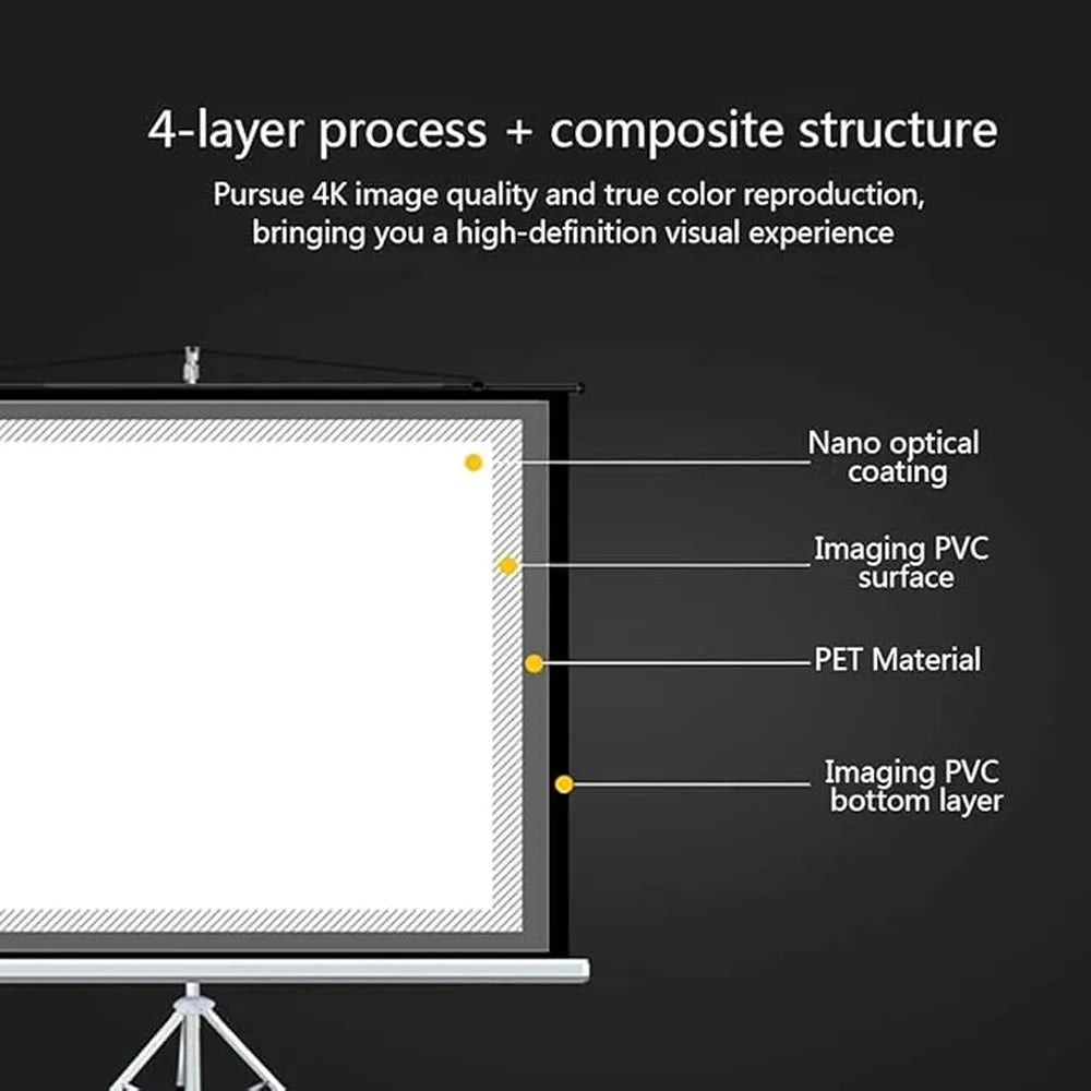 Portable Projector Screen with Stand 72 Inch 4K HD Quality