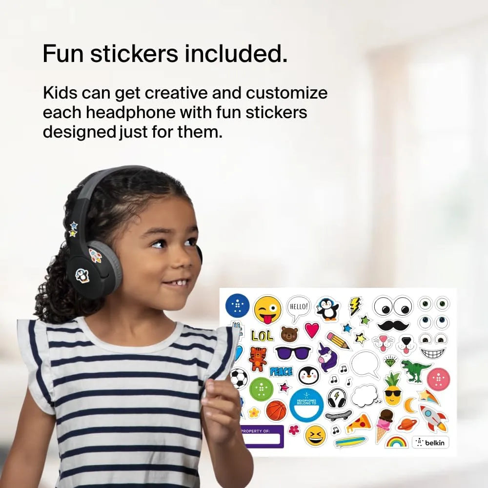 Belkin Soundform Mini Wireless Ear Headphones for Kids 30H Battery Life - Black