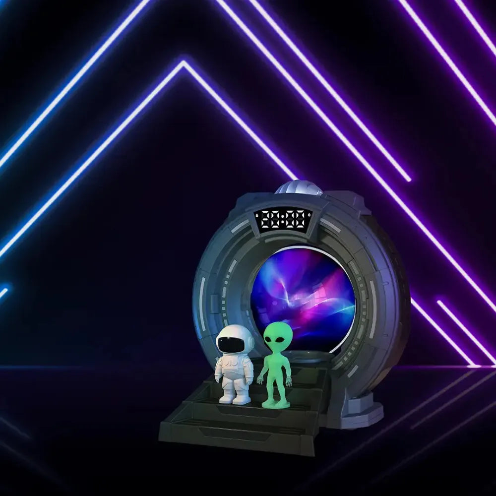 Porodo Alien Projection Lamp with Remote, Aurora Galaxy Night Light, Interactive Plasma Ball, Clock Display