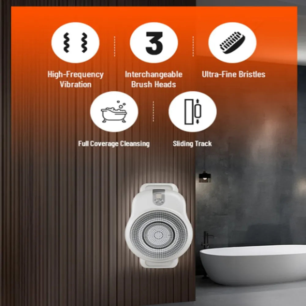 Porodo Lifestyle Wall Mounted Electric Back Scrub 22.5W Rated Power 2600mAh Battery  – White