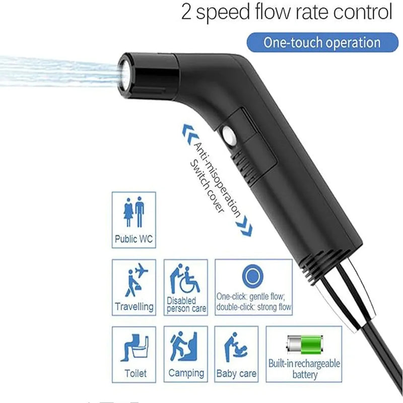 Integrated Compact Bidet Sprayer 800mAh Type-C Rechargeable