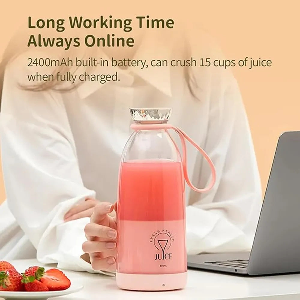 Portable Mini Blender with 6 Blades 500ml 2400mAh Battery USB Rechargeable