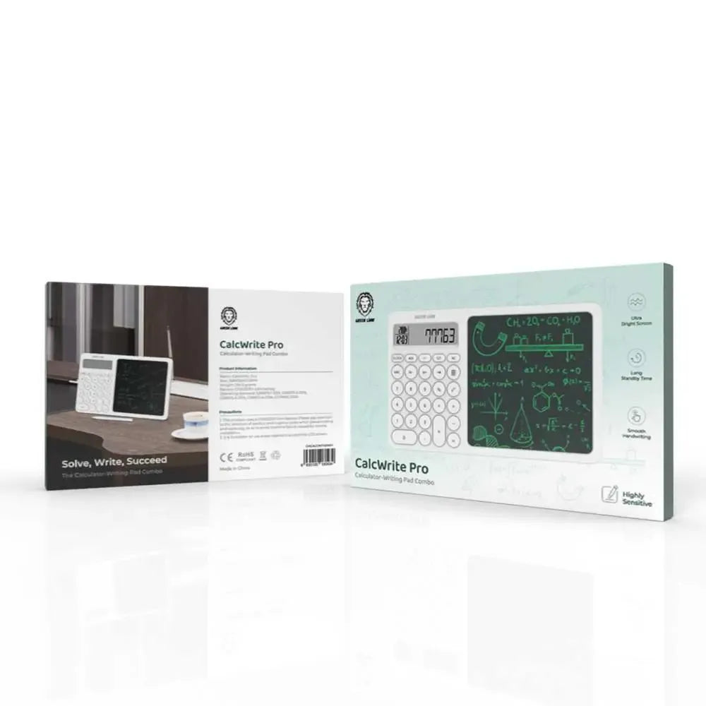 Green Lion CalcWrite Pro Calculator Writing Pad Powered By 3V Coin Battery