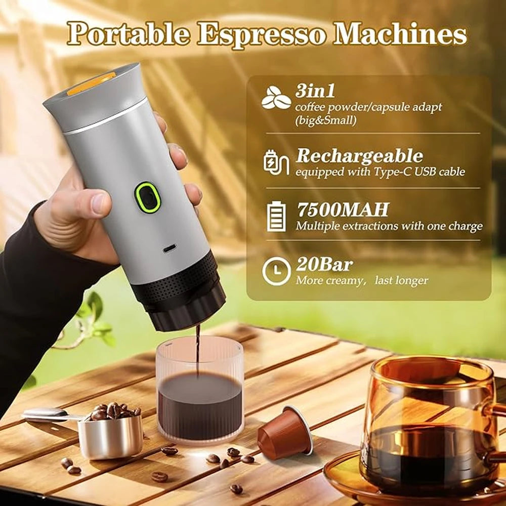 3-in-1 Portable Espresso Machine 60mL 2500mAh Battery Type-C Rechargeable