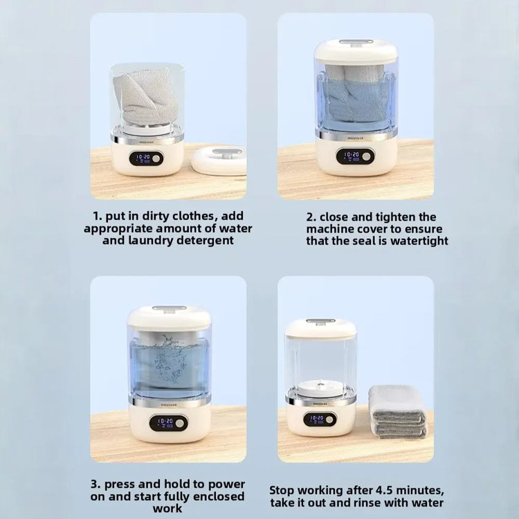 MiniWash Smart Portable Wireless Washing Machine, Rechargeable No-Installation Small Clothes Washer for Socks, Underwear & Baby Items