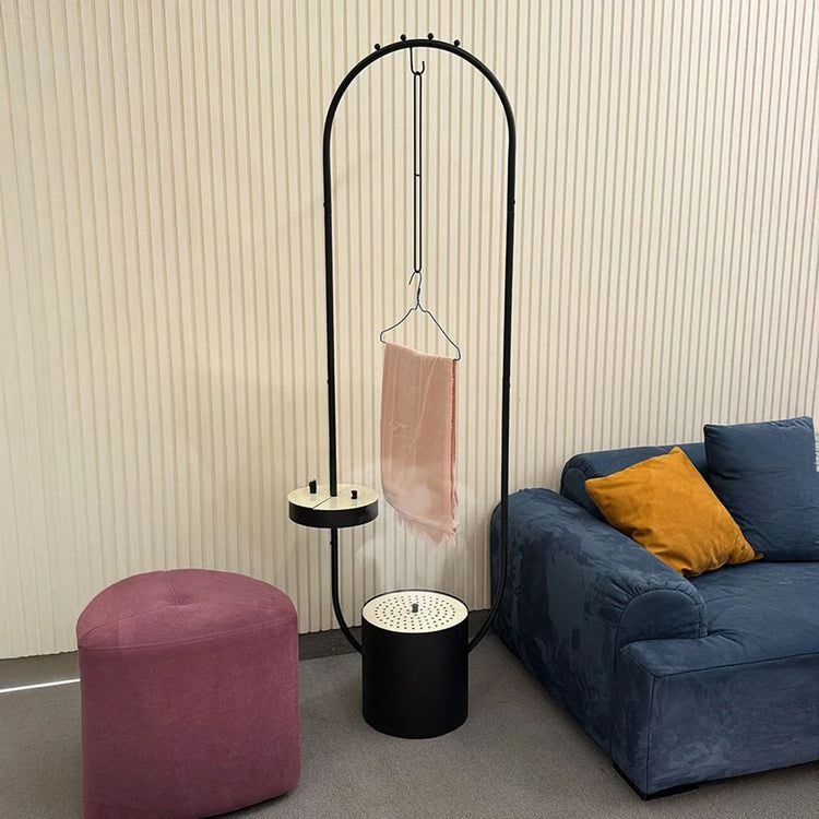 Modern Clothing Incense Burner (Mubkhara) – Iron & Melamine Wood Frame with Multi-Height Hanger Slots and Bukhoor Storage Compartment